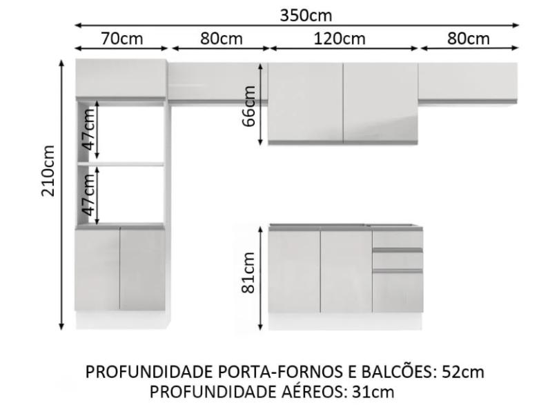 Cozinha Completa 10 Portas 2 Gavetas Acordes Glamy Madesa