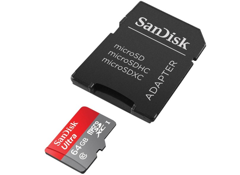 Cartão de Memória Micro SDHC com Adaptador SanDisk Ultra 64 GB SDSDQUAN064GG4A