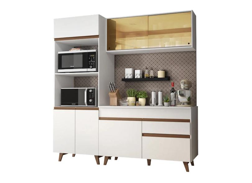 Cozinha Compacta 1 Gaveta 7 Portas para Micro-ondas / Forno Reims 190002 Madesa