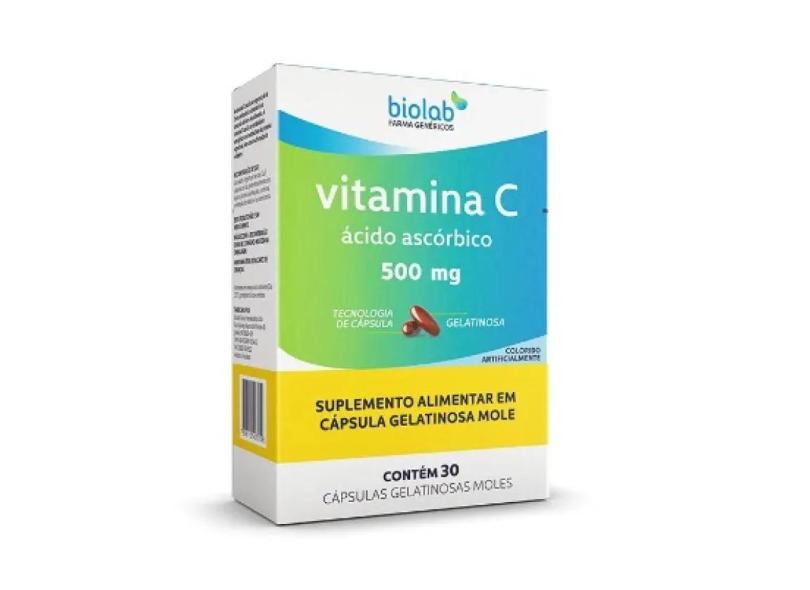 Suplemento Alimentar Vitamina C 500Mg Biolab Gn 30Cps Gelatinosas