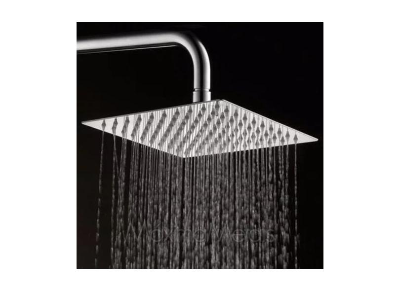 Chuveiro Ducha Quadrada Square Slim Inox 20x20 Com Braço - Bocal água 