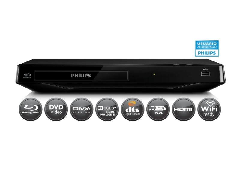 Blu-Ray Player Full HD Acesso à Internet HDMI Wi-Fi Integrado BDP2900X/78 Philips