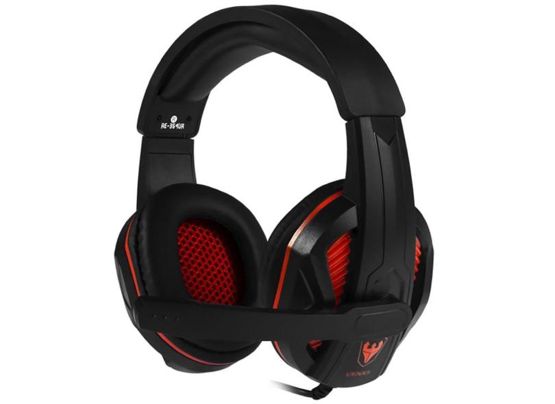 Headset Gaming Satellite AE-364UR com USB para pc - Preto/Vermelho