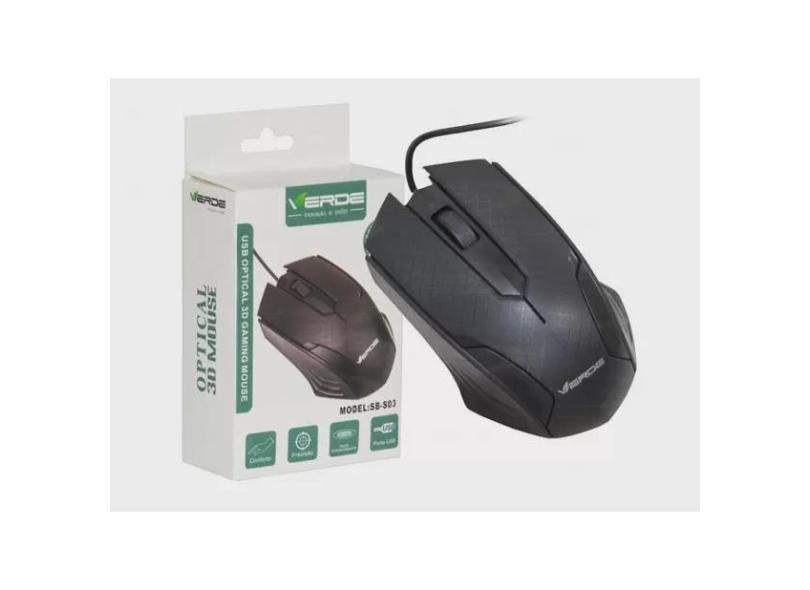 Mouse Óptico Para Jogos SB-S03 Cabo 1.20m USB Óptico Inteligente