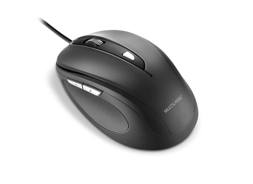 Mouse Com Fio Comfort Conexão Usb 1600dpi Ajustável Cabo de 130cm 6 Botões Textura Emborrachada Preto - MO241