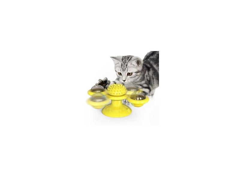 Brinquedo para Gatos de Moinho de Vento Amarelo