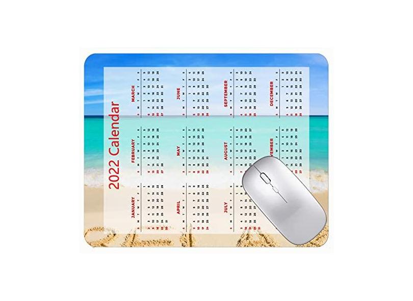 Mouse pad de calendário 2022 para jogos, mouse pad de praia, azul marinho, tapete de água