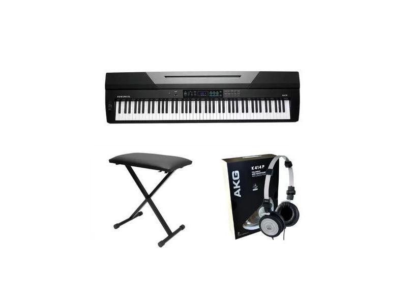 Kit Piano Arranjador Kurzweil Ka70 Com Banqueta E Fone K414