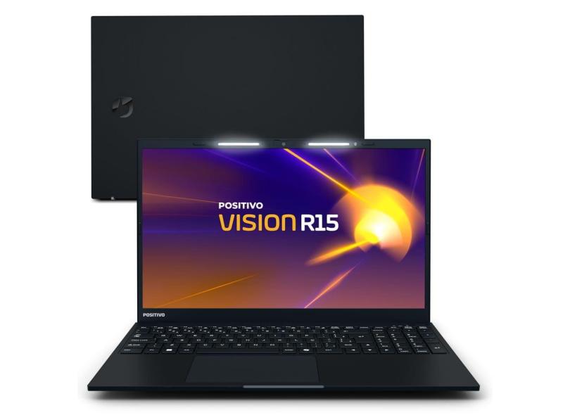 Notebook Positivo Vision R15 AMD® Ryzen 7-5700U Linux 16GB RAM 256GB SSD 15.6” IPS Full HD Lumina Bar - Preto