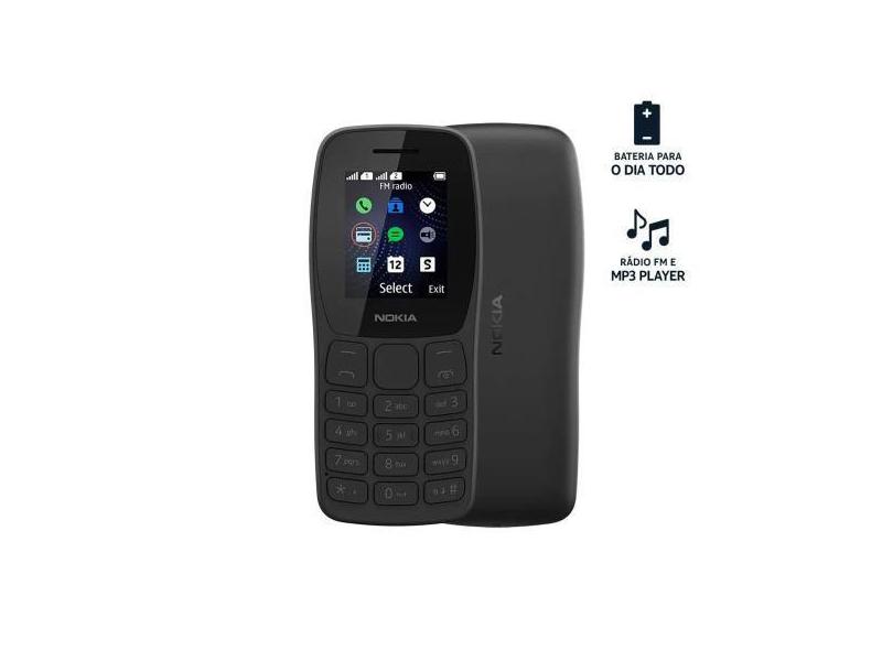 Celular Nokia 105 Dual Chip + Rádio FM + Lanterna + Jogos pré-instalad