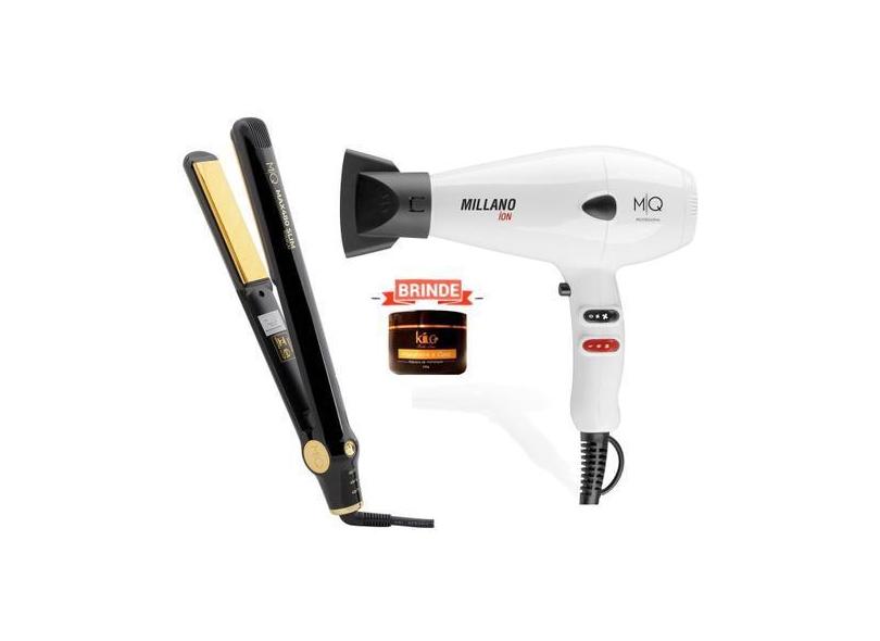 Secador De Cabelo Millano White + Prancha Max 480 Slim Mq - Mq Hair