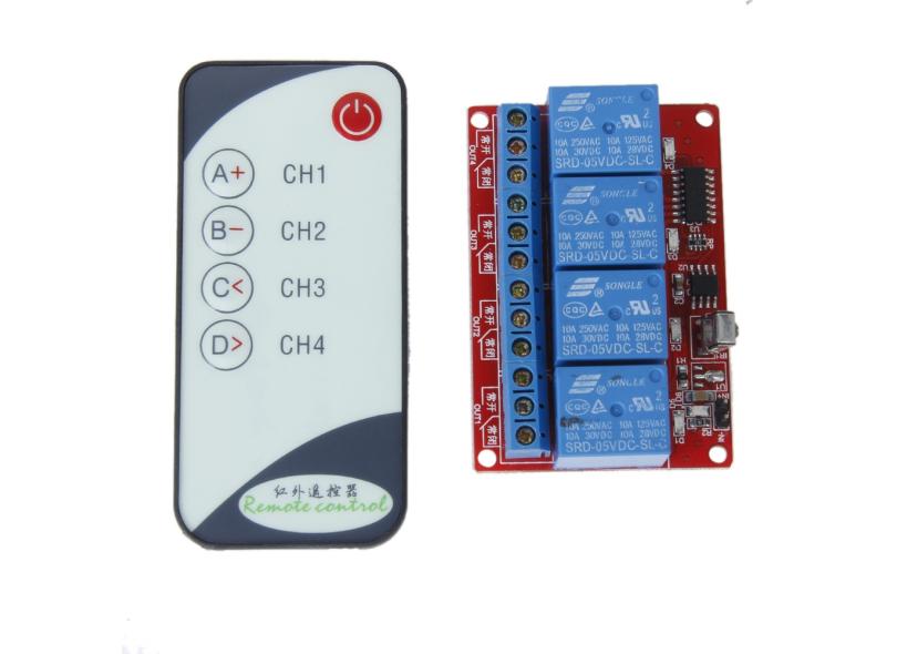 Módulo De Relé De LED De 4 Canais 5V Com Controle Remoto Infra em ...