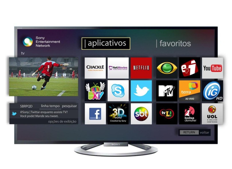 TV LED 55" Smart TV Sony Bravia 3D Full HD 4 HDMI KDL-55W805A