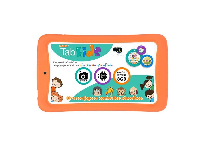 Tablet DL Eletrônicos 3G 8.0 GB LCD 7 " Android 4.4 (Kit Kat) Tab Kids