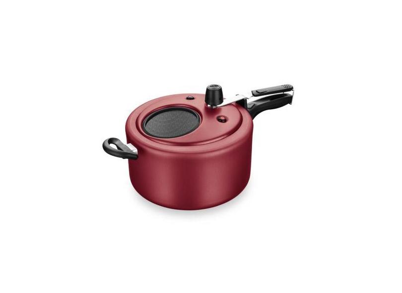 Panela De Pressao Cereja Com Visor De Vidro Superior Fechamento Intern