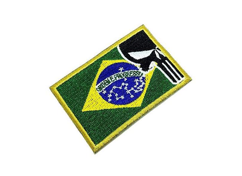 Bandeira Brasil Justiceiro Patch Bordado Para Uniforme Boné com o