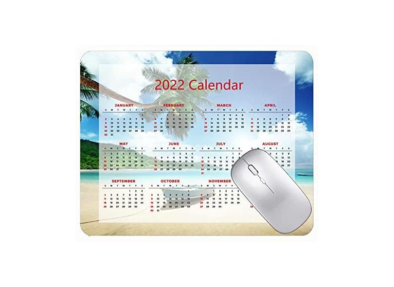 Mouse pad calendário 2022, fonte HD, mouse pad para jogos, praia, mar, barco, palmeira, escritório