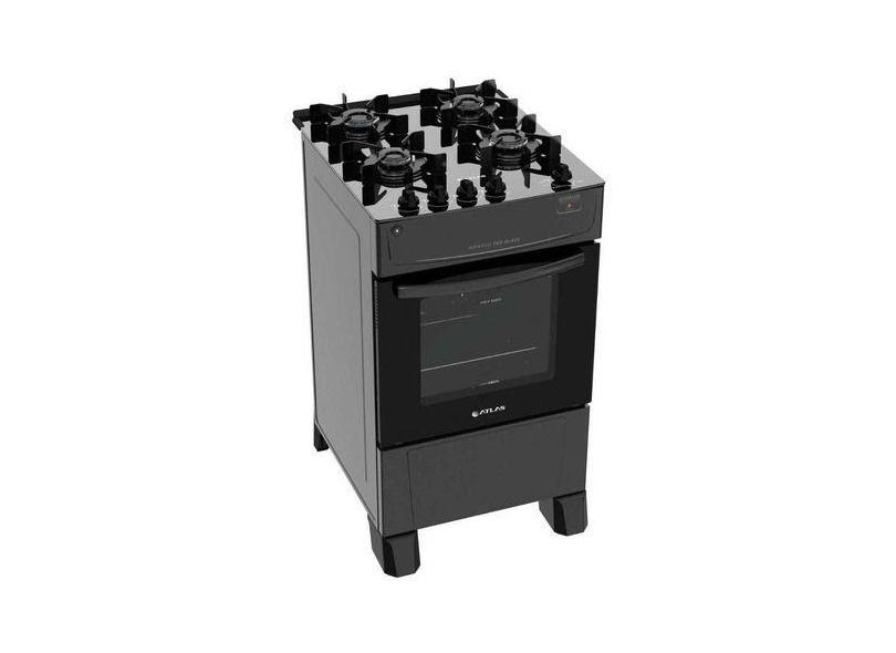 Fogão Com 4 Queimadores E Porta Com Visor 50 Litros - Atlas, Preto, 11