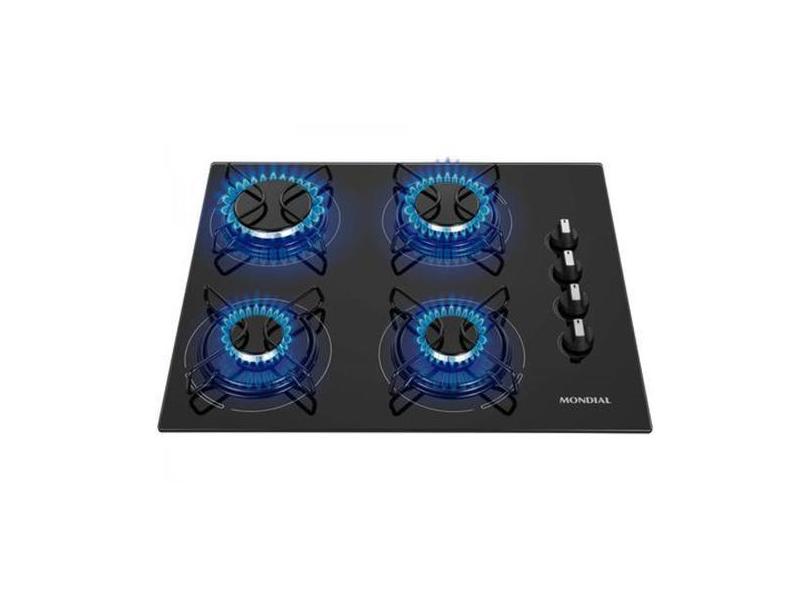 Cooktop a Gás 4 Bocas Mondial  Bivolt Preto, Bivolt
