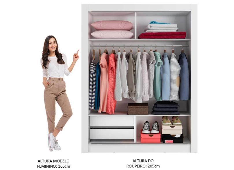 Guarda-Roupa Infantil 2 Portas 2 Gavetas com Espelho Bento Madesa