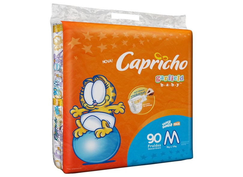 Fralda Capricho Garfield M Jumbo 90 Und 5 - 10kg