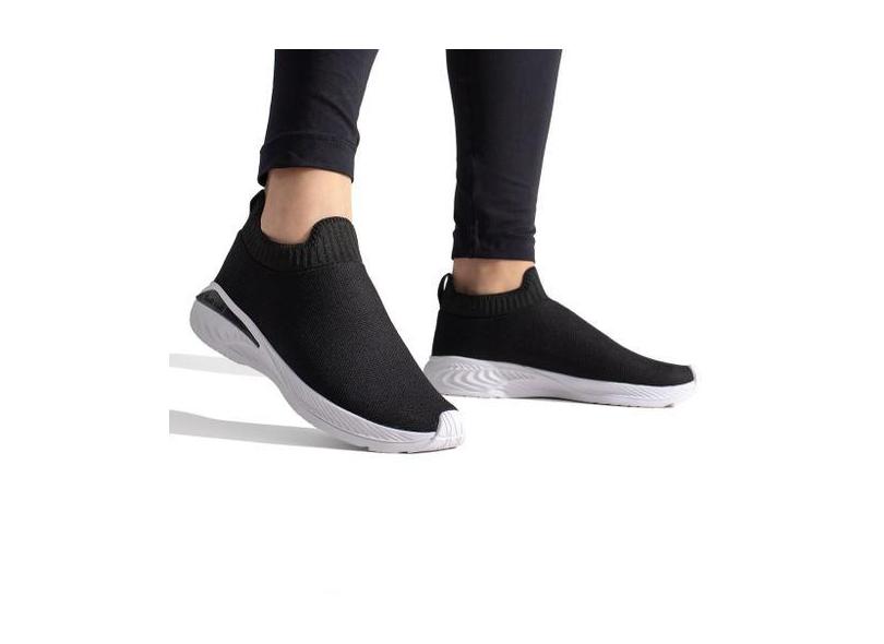 Tênis Esportivo  Slip On Preto  Liso - Play