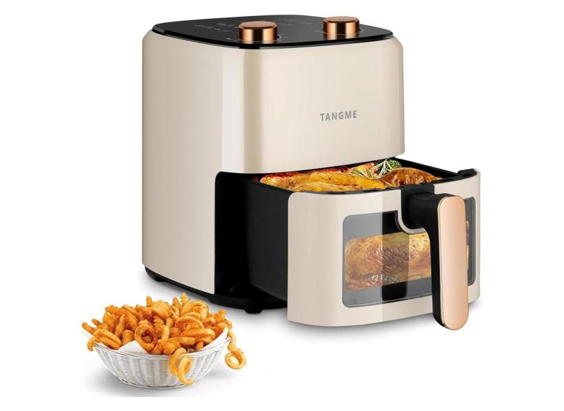 Fritadeira Elétrica Air Fryer 5,4L Com Janela De Visualização E Desligamento Automático, 110V 1350W, Tangme, Branco