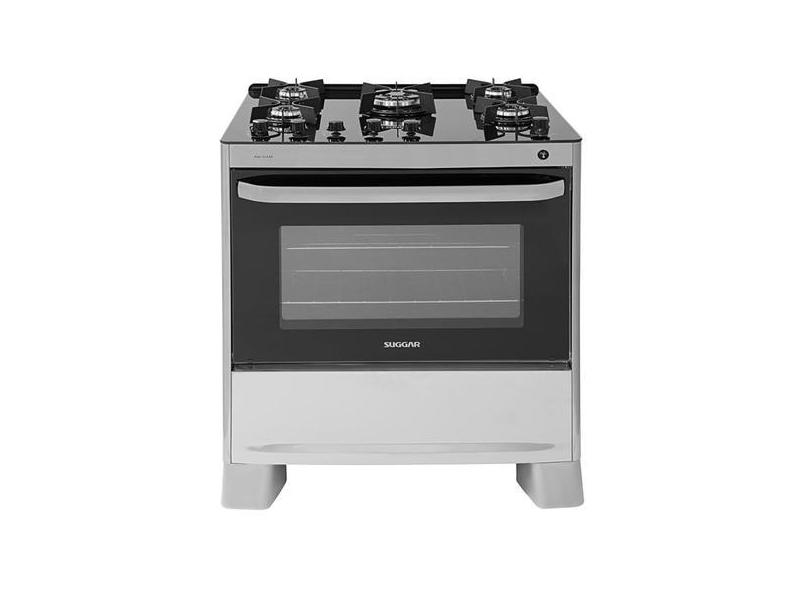Fogão Max Glass 5 Queimadores PRIX Bivolt FGVMG510PRIX Suggar, Prata, 