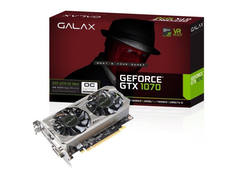 Placa de Video NVIDIA GeForce GTX 1070 8 GB GDDR5 256 Bits Galax 70NSH6DVO5MN