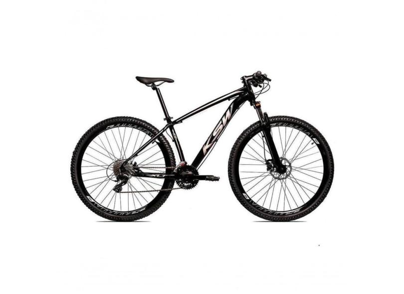 Bicicleta Aro 29 Ksw 24 Marchas Freio Hidraulico, Trava E K7 - Preto-prata - 21&quot;