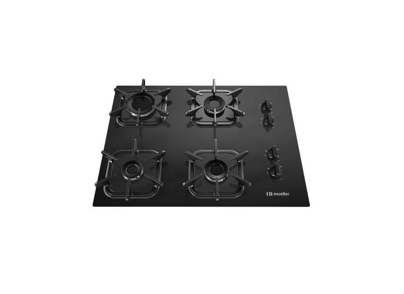 Fogão Cooktop Gás Mueller 4 Bocas Ultra Chama Bivolt Preto, Bivolt
