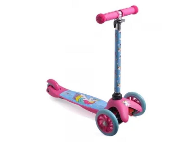 Patinete Infantil Unicórnio Rosa Menina ajustável