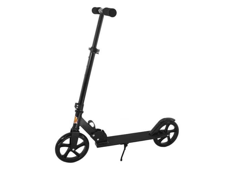 Patinete Dobrável Radical Teen Preto de Aluminio 2 Rodas Dm Toys para Adolescentes Suporta Até 80kgs Altura 90cm