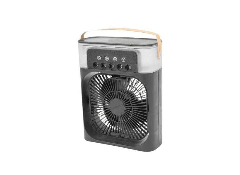 Ventilador Portátil Iluminação Umidificador Climatizador USB De Mesa PRETO