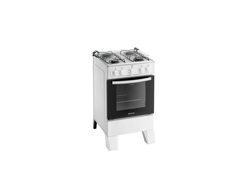 Fogão 4 Bocas Branco com Mesa Inox Atlas Milão