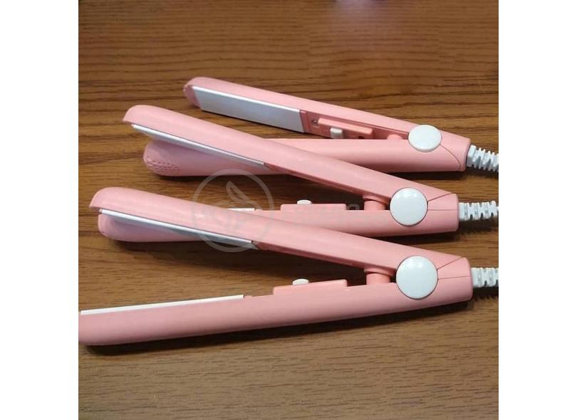 Mini Chapinha Prancha para Viagem Cabelo 17cm Bivolt 110220V Profissional Dia Das Mães - Rosa