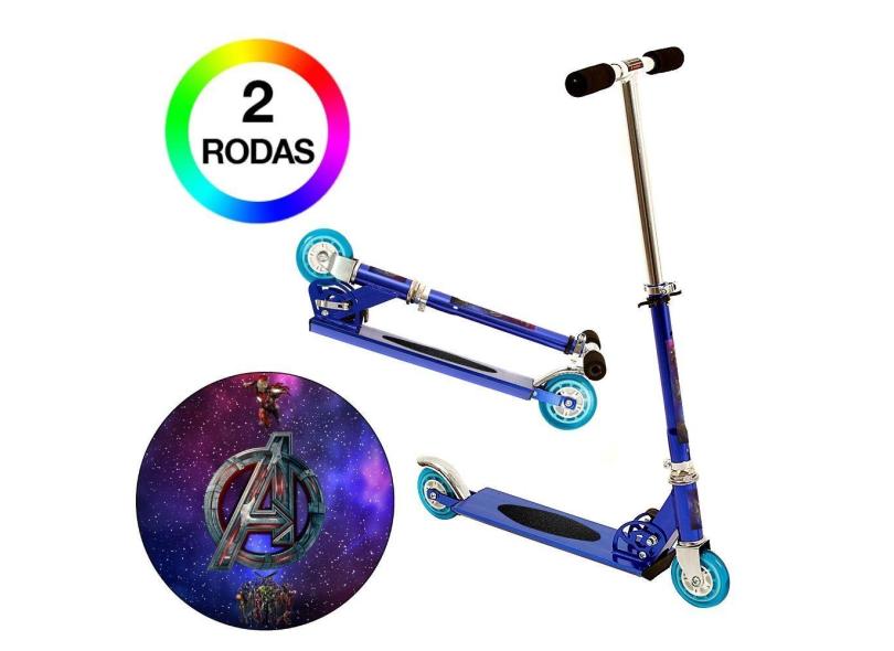 Patinete Super Heróis Avengers 2 Rodas Ajuste de Altura Azul