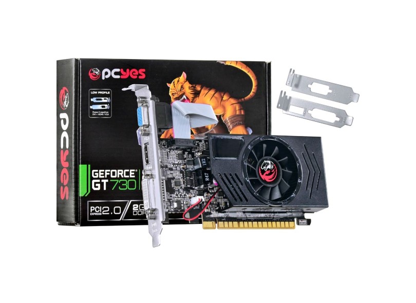 Placa de Video NVIDIA GeForce GT 730 2 GB DDR3 128 Bits PCYes PGT73012802D3