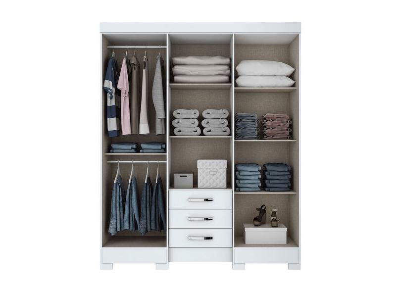 Guarda-Roupa Casal 6 Portas 3 Gavetas com Espelho Briz B23 Henn