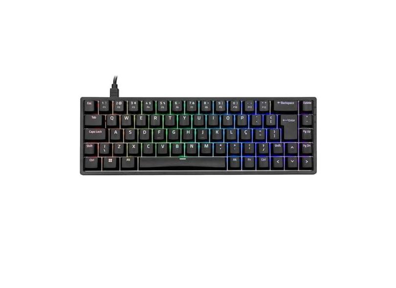 Teclado Mecânico ABNT2 Akko 3068S Preto Switch Akko Blue