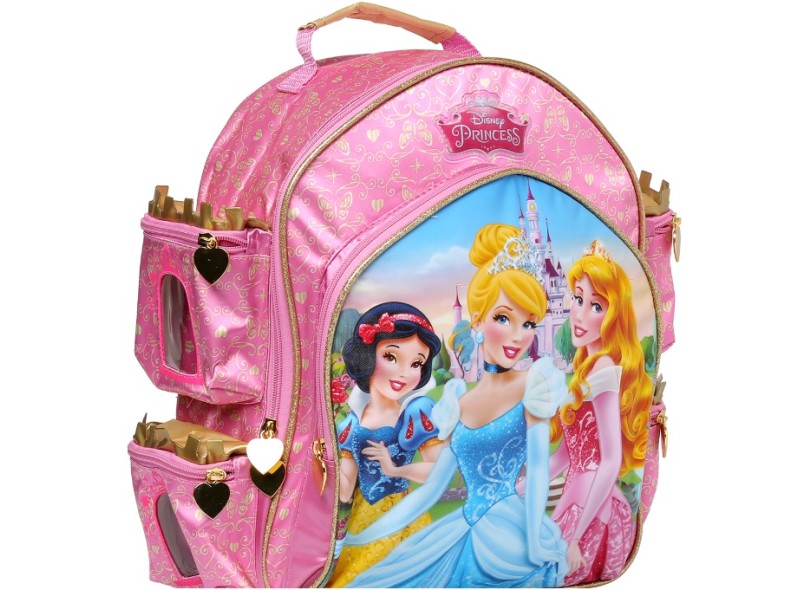 Mochila Escolar Dermiwil Princesas da Disney Castelo 3D M 60393