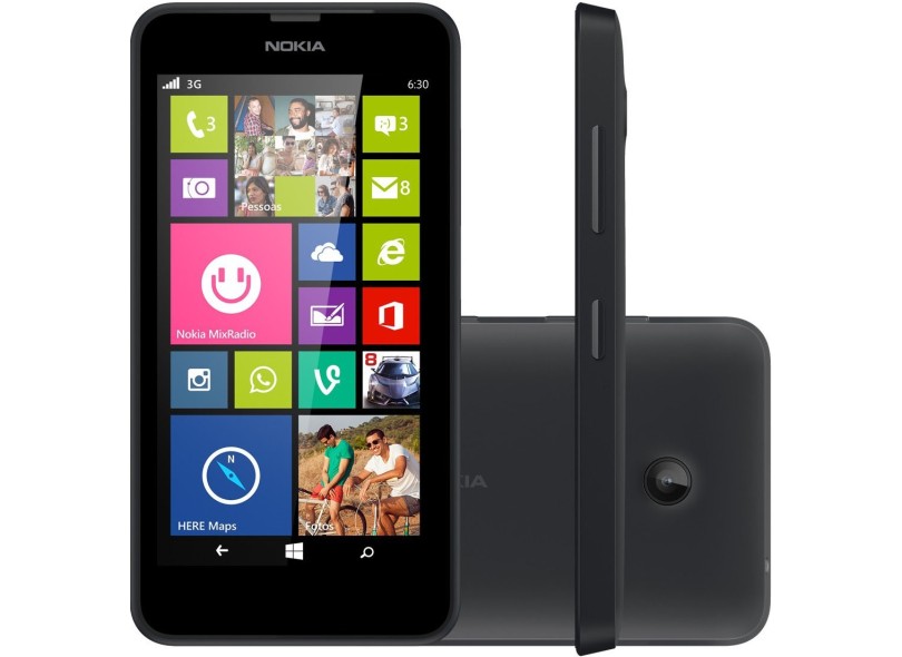 Smartphone Nokia Lumia 630 Câmera 5,0 MP 2 Chips 8GB Windows Phone 8.1 Wi-Fi 3G