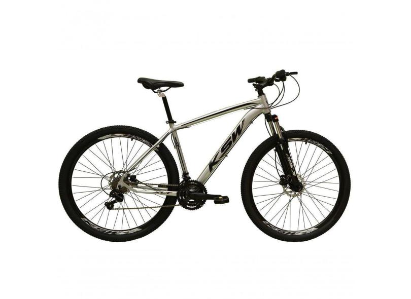 Bicicleta Aro 29 Ksw Xlt 24v Freio A Disco Suspensão Mountain Bike Alumínio Prata 21
