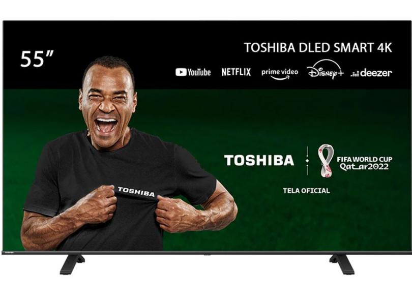 Smart TV Toshiba 55 DLED 4K 3 HDMI 2 USB Wi-Fi VIDAA Preto 55c350ls Tb011m