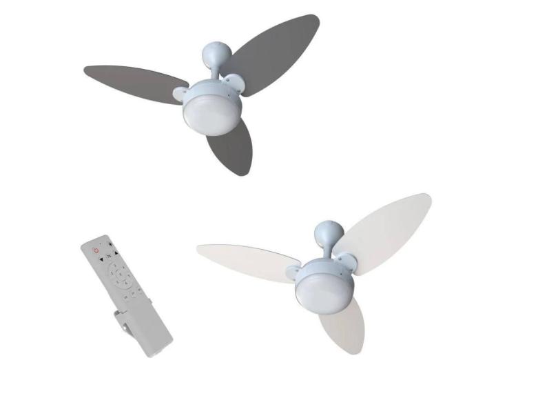 Ventilador de Teto Ventisol Elluz Inverter 3 Pás Dupla Face (Branca e Cinza) com Controle Remoto - Bivolt