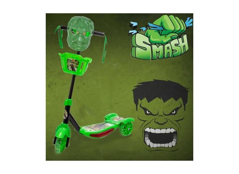 Patinete Para Criança Até 35Kg Com Mascara Do Hulk - Dm Toys