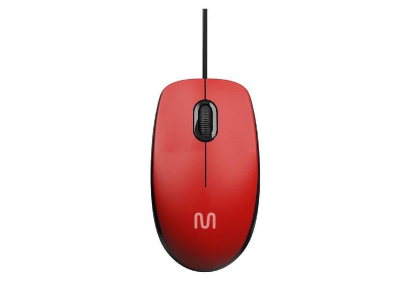 Mouse Com Fio MF400 Clique Silencioso Conexão USB 1200dpi Cabo de 180cm 3 Botões Vermelho Multi - MO390