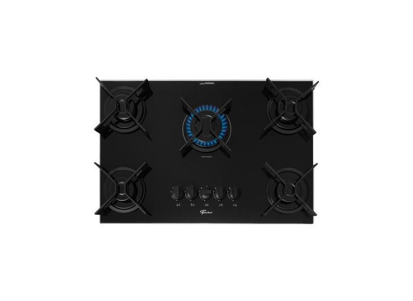 Cooktop a Gás 5 Bocas Bivolt Fit Line Trempe Iron Fischer, Bivolt