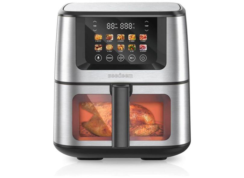 Fritadeira Elétrica Air Fryer 10 em 1 com 7 Litros de Capacidade e Controle Digital, 110V 1800W, SEEDEEM, Prata