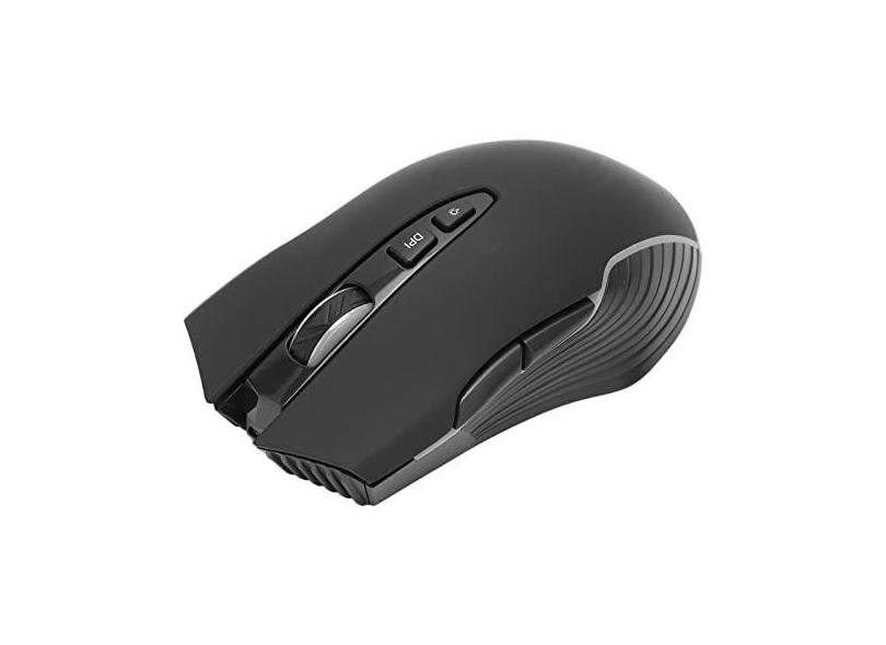 Mouse para jogos, 6400DPI 2,4 GHz Pro Sensor óptico para jogos com 6 níveis de DPI, luz de fundo em cor RGB, bateria recarregável embutida, design ergonômico, plugue e